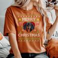 Merry Christmas Dachshund Dog Ugly Sweater Women's Oversized Comfort T-Shirt Yam