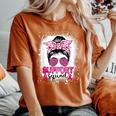 Messy Bun Glasses Pink Support Squad Breast Cancer Awareness Women's Oversized Comfort T-Shirt Yam
