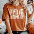 Mom Life Messy Bun Coffee Run Women's Oversized Comfort T-shirt Yam