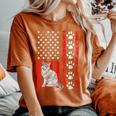 Ragamuffin Cat 4Th Of July Patriotic American Flag Paws Women's Oversized Comfort T-Shirt Yam