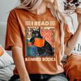 I Read Banned Books Black Cat Reader Bookworm Women Women's Oversized Comfort T-shirt Yam