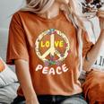 Retro 60S & 70S Floral Hippie Daisy Peace Sign Love Peace Women's Oversized Comfort T-shirt Yam