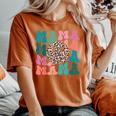 Retro Leopard Mama Groovy Face Trendy New Mom Women's Oversized Comfort T-shirt Yam