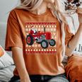 Santa Claus Riding Tractor Farmers Ugly Christmas Sweater Women's Oversized Comfort T-Shirt Yam