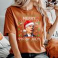 Santa Joe Biden Merry 4Th Of July Ugly Christmas Sweater Women's Oversized Comfort T-Shirt Yam