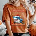 Shark Christmas Santa Hat Ugly Christmas Sweater Women's Oversized Comfort T-Shirt Yam