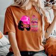 Strong Girls Afro Black Woman Pink Ribbon Breast Cancer Women's Oversized Comfort T-Shirt Yam