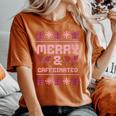 Ugly Christmas Sweater Merry And Caffeinated Party Women's Oversized Comfort T-Shirt Yam