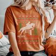 Ugly Sweater Christmas Horse Riding Rider Horses Lovers Women's Oversized Comfort T-Shirt Yam
