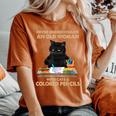 Never Underestimate An Old With Cats & Colored Pencils Women's Oversized Comfort T-Shirt Yam