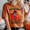 Never Underestimate Old Lady Covered By Blood Of Jesus Women's Oversized Comfort T-Shirt Yam