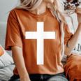 White Cross Jesus Christ Christianity God Christian Gospel Women's Oversized Comfort T-Shirt Yam