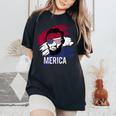 4Th Of July Lincoln Merica Usa Flag Women Men Kids Women's Oversized Graphic Print Comfort T-shirt Black
