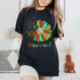 60S 70S Peace Sign Tie Dye Hippie Sunflower Outfit Women's Oversized Comfort T-shirt Black