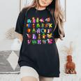 Alphabet Animal Abcs Learning Kindergarten School Teacher Women's Oversized Comfort T-Shirt Black