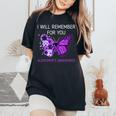 Alzheimer's Awareness I Will Remember You Butterfly Women's Oversized Comfort T-Shirt Black