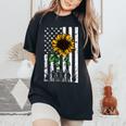 American Flag Sunflower Us Military Veteran Patriotic Women's Oversized Comfort T-shirt Black