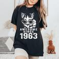 Awesome Since 1963 60Th Birthday 60 Year Old Cat Lovers Women's Oversized Comfort T-Shirt Black