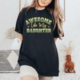 Awesome Like My Daughter Funny Fathers Mothers Women's Oversized Graphic Print Comfort T-shirt Black
