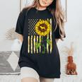 Beagle Mom Sunflower American Flag Dog Lover Women's Oversized Comfort T-shirt Black