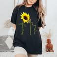 The Best Cat Mom Ever Sunflower Sunshine Kitty For Cat Lover Women's Oversized Comfort T-shirt Black