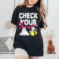 Check Your Boo Bees Breast Cancer Awareness Halloween Women's Oversized Comfort T-Shirt Black