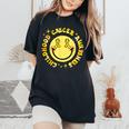 Childhood Cancer Awareness Smile Face Groovy Women's Oversized Comfort T-Shirt Black