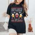 Christmas Santa Friends Beer Ugly Christmas Sweater Women's Oversized Comfort T-Shirt Black