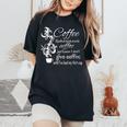 Coffee Spelled Backwards Morning Quote Women's Oversized Comfort T-Shirt Black