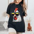 Cool Rooster Wearing Sunglasses Retro Vintage Chicken Women's Oversized Comfort T-Shirt Black