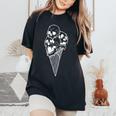 Creepy Skulls Icecream Horror Halloween Halloween Women's Oversized Comfort T-Shirt Black
