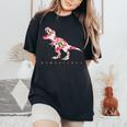 Cute Mamasaurus With Floral Dinosaur Women's Oversized Comfort T-shirt Black