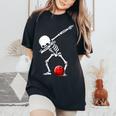 Dabbing Bowling Skeleton Bowler Women's Oversized Comfort T-Shirt Black