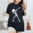 Dabbing Skeleton - Funny Halloween Dab Skull Women Oversized Print Comfort T-shirt Black