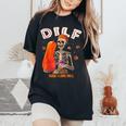 Dilf Dude I Love Fall Skeleton Pumpkin Halloween Customs Women's Oversized Comfort T-Shirt Black