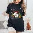Dog Lovers Cute Poodle Santa Hat Ugly Christmas Sweater Women's Oversized Comfort T-Shirt Black