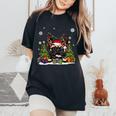Dog Lovers French Bulldog Santa Hat Ugly Christmas Sweater Women's Oversized Comfort T-Shirt Black