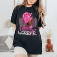 Fighting Breast Cancer Warrior Messy Bun Wear Pink Women's Oversized Comfort T-Shirt Black