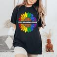 Free Grandma Hugs Lgbt Daisy Rainbow Flower Hippie Gay Pride Women's Oversized Comfort T-shirt Black