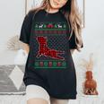 Frenchie Red Plaid Buffalo Ugly Christmas Sweater Women's Oversized Comfort T-Shirt Black