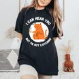 Funny Cat I Can Hear You But Im Listening Cat And Coffee Women's Oversized Graphic Print Comfort T-shirt Black