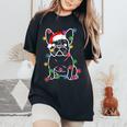 French Bulldog Dog Tree Christmas Lights Xmas Pajama Women's Oversized Comfort T-Shirt Black