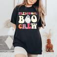 Preschool Boo Crew Halloween Teacher Student Groovy Women's Oversized Comfort T-Shirt Black
