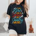 This Girl Runs On Jesus And Country Music Hat Cowgirl Guitar Women's Oversized Comfort T-shirt Black