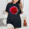 Glitch Rose Vaporwave Aesthetic Trippy Floral Psychedelic Women's Oversized Comfort T-Shirt Black