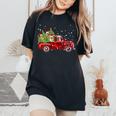 Golden Retriever Lover Red Truck Christmas Pine Tree Women's Oversized Comfort T-Shirt Black