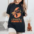 Growing My Pumpkin Pie Thanksgiving Pregnancy Announcement Thanksgiving Pregnancy Announcement Women's Oversized Comfort T-Shirt Black