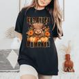 Hay There Pumkin Highland Cow Fall Autumn Thanksgiving Women's Oversized Comfort T-Shirt Black