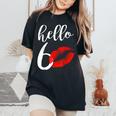 Hello 60 Red Lip Kisses Birthday For Mom Grandma Women's Oversized Comfort T-shirt Black