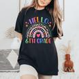 Hello 6Th Grade Leopard Boho Rainbow 1St Day Of School Women's Oversized Comfort T-Shirt Black
